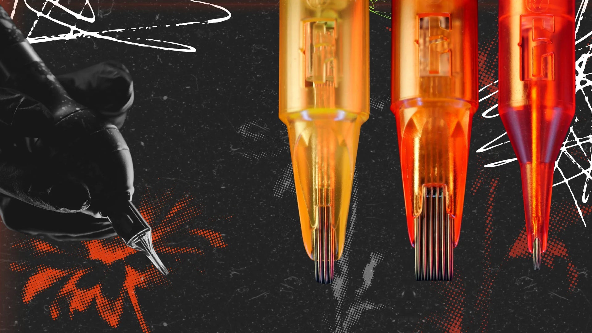 flat mag, curved mags and round liner and round shader tattoo cartridges