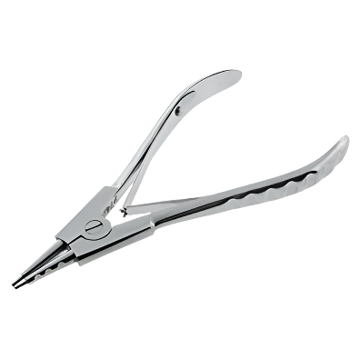 A pair of 6 inch ring opening pliers with 3 notches and needle nose - its used to open seam rings