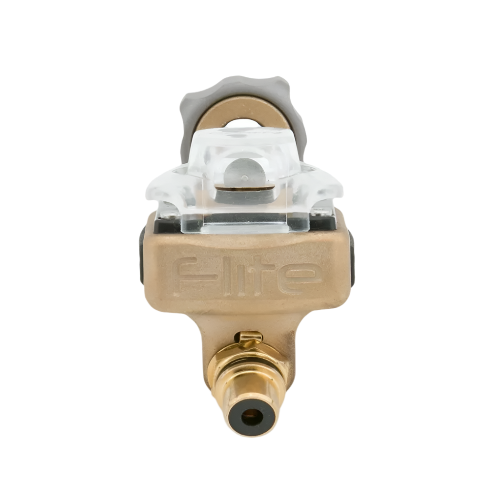 brass version of Inkjecta Flite Nano Elite Tattoo machine