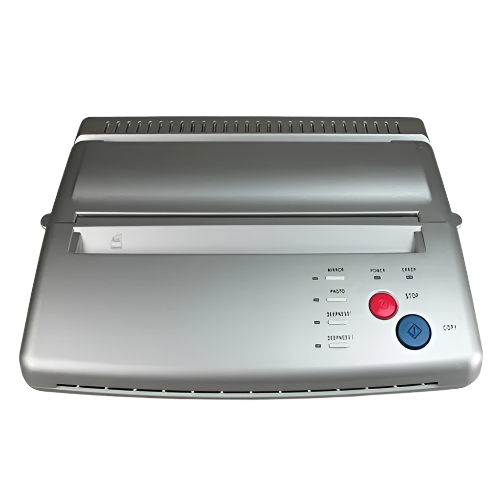 Silver electronic device with control panel on a white background