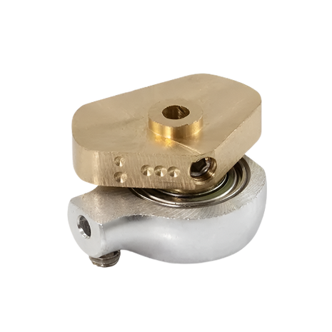 A 3.25mm chrome cam for InkJecta tattoo machines, showing a metallic finish with a hole on one side and a threaded section on the other.