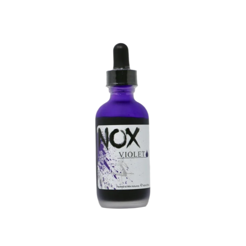 2oz bottle dropper of NOX Violet tattoo ink