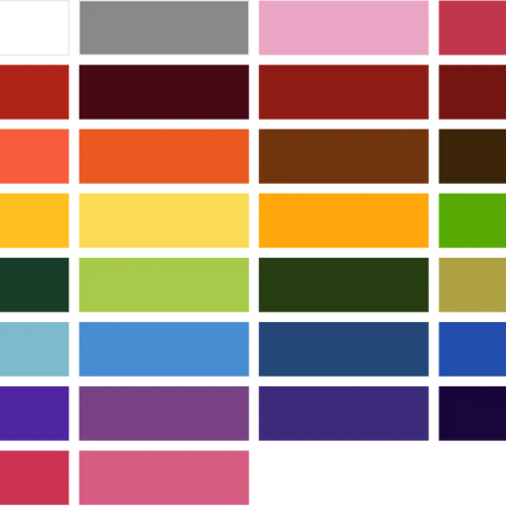 45 color swatches from the electrum ink tattoo ink set