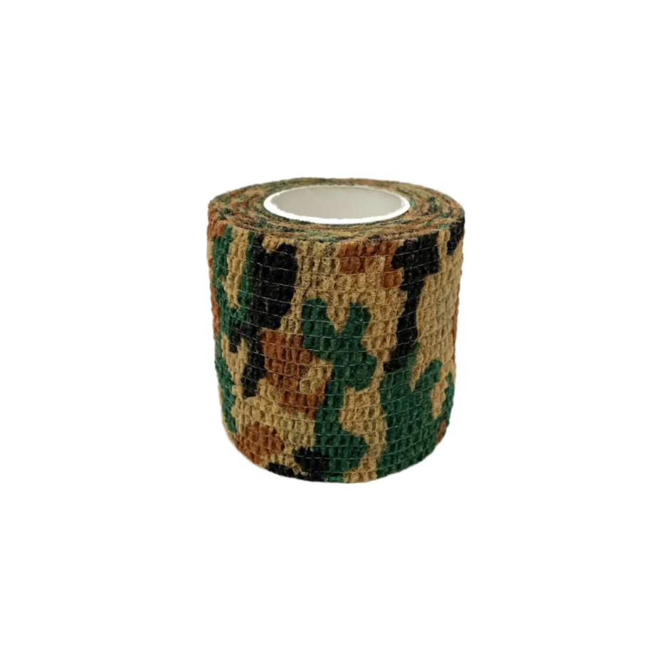 Camo Grip tape in brown, mustard,  grey, on a light mustard background
