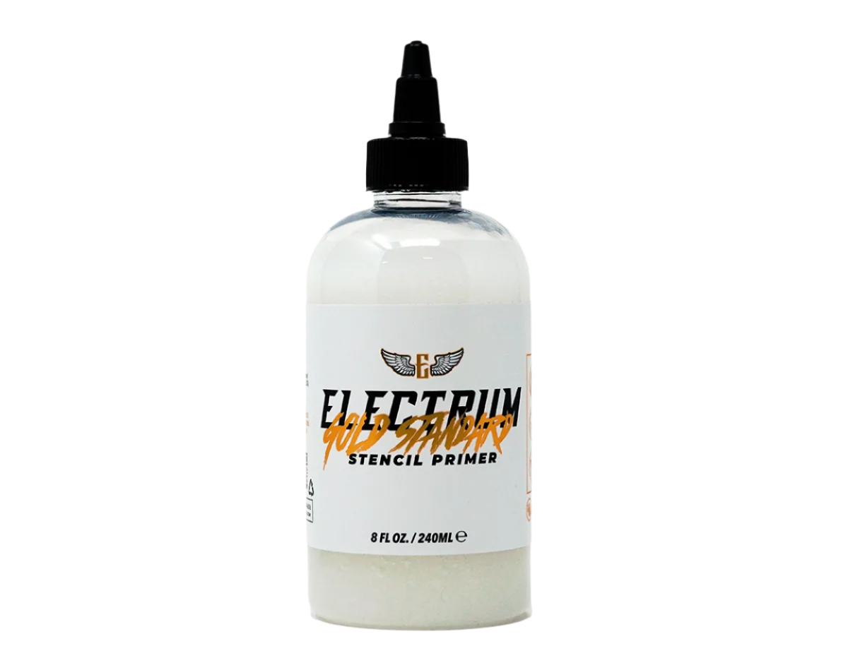 Gold standard Stencil primer - let it sit on skin for 10 minutes - then draw right on it!