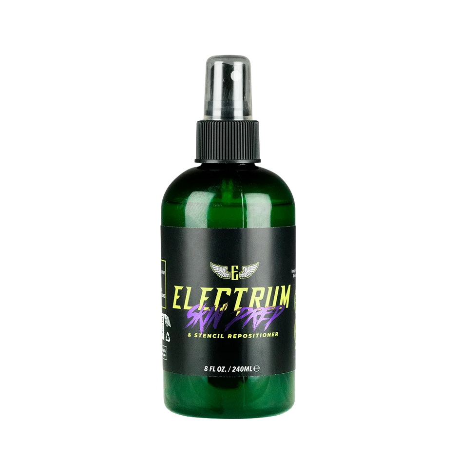 Electrum Premium Tattoo Skin Prep and Stencil Repositioner is perfectly formulated for you and your client