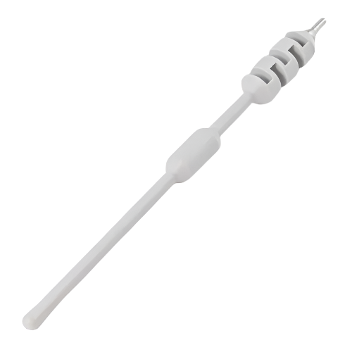 A white InkJecta Medium Torsion Bar for tattoo machines with ridges for easy removal and replacement, measuring approximately 86mm in length.