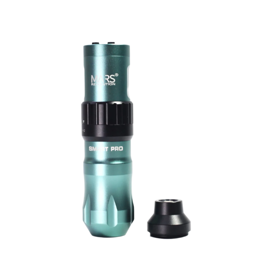 Teal and black tattoo machine with 'MARS'