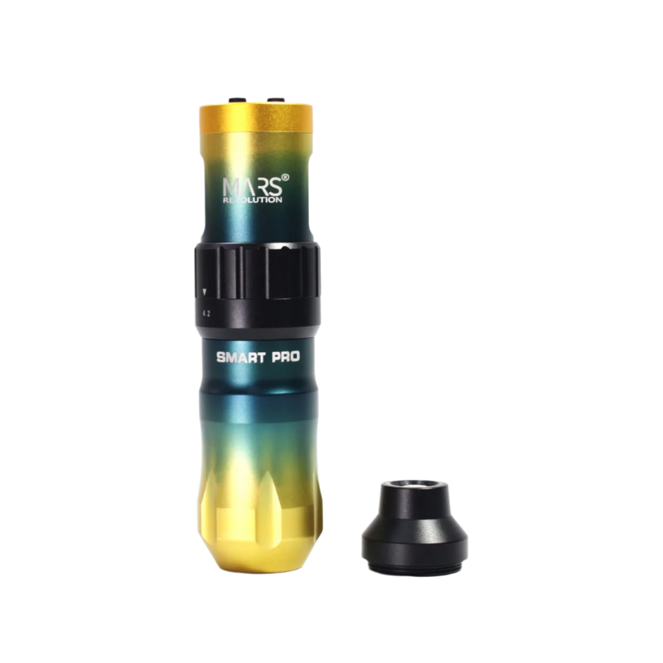 Gradient-colored tattoo machine with 'MARS' branding