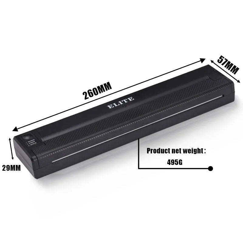 Elite tattoo stencil printer, portable and wireless dimensions