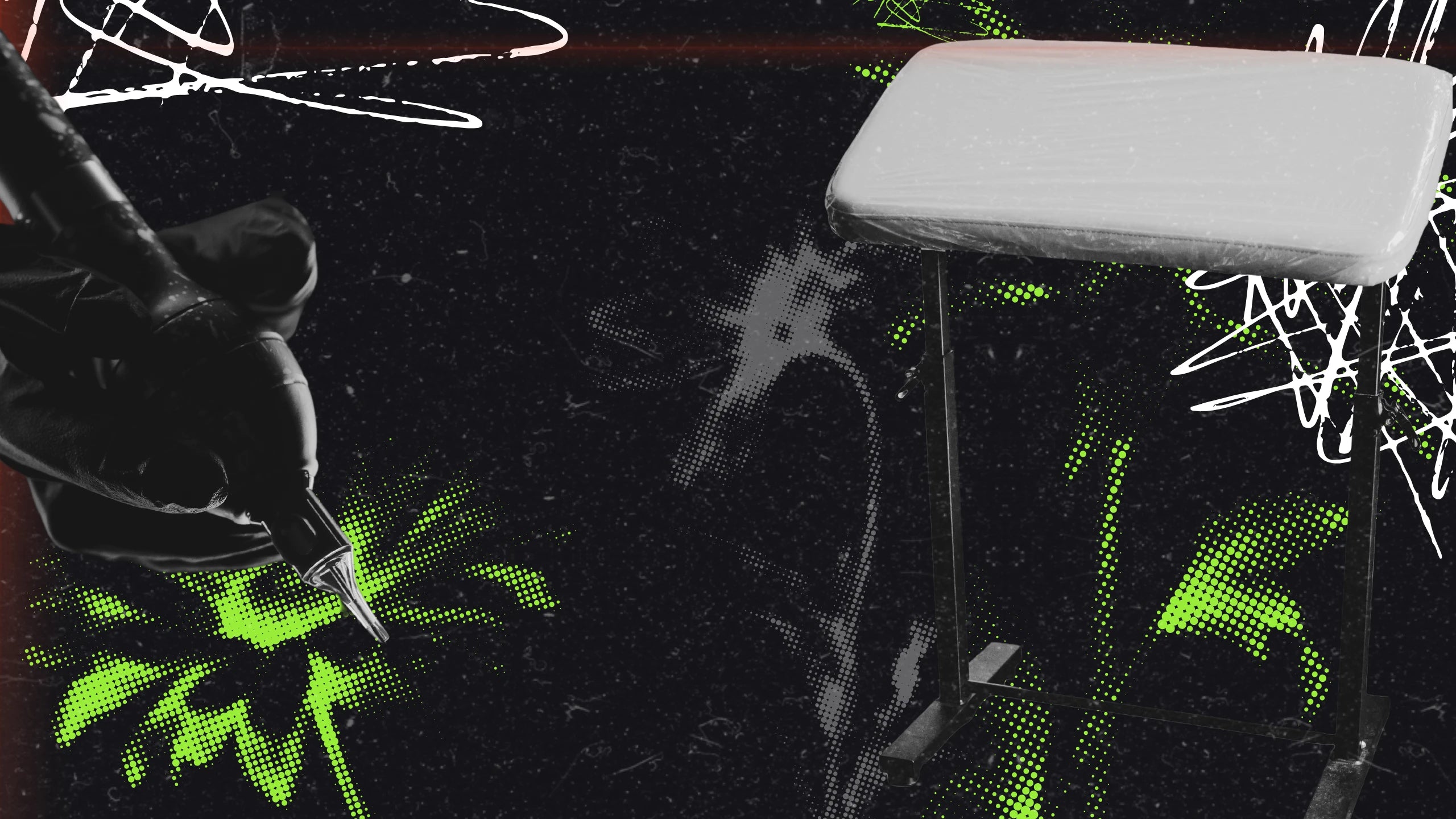 Ergonomic tattoo equipment and adjustable furniture to reduce back pain, improve posture, and extend tattoo artist career longevity