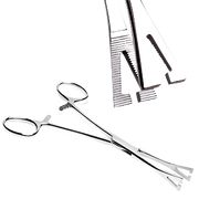 Set of Pennington surgical instruments including forceps and tweezers 