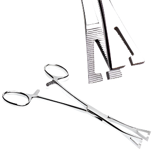 Set of Pennington surgical instruments including forceps and tweezers 