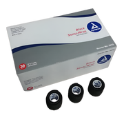 A box of Dynarex Sensi Wrap Tattoo Grip Tape with three rolls of black tape displayed in front of the box.