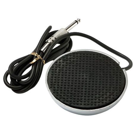 A black and silver electrum gem style tattoo foot pedal with a 360 degree switch and a 7 ft cord.