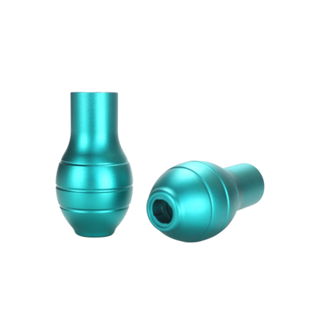 Two pieces of aqua galaxy colored tattooing machine grips designed for use with ergon pen machine.