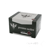 Box of 18g curved body piercing needles from Precision Needles brand, 