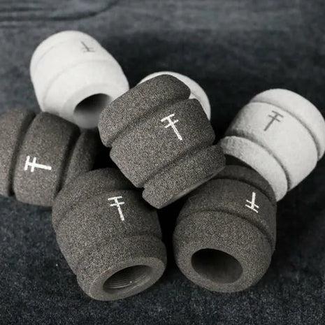 a clutch of Barrel Grips - disposable, eco-friendly, dual width
