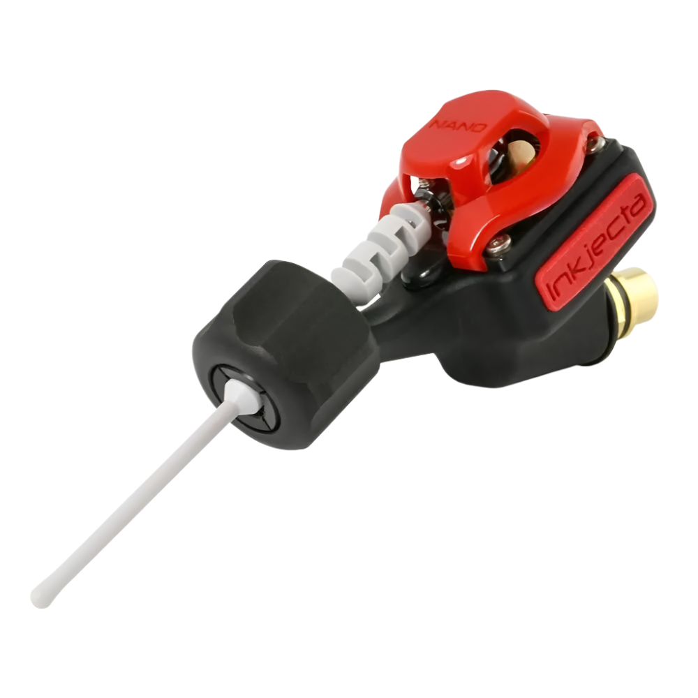 InkJecta Flite Nano Elite Rotary Tattoo Machine in red and black color 