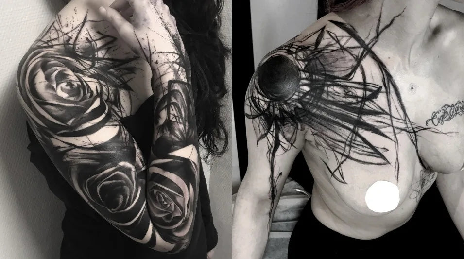 flowers on shoulder and arm