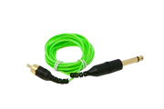 Straight Green ultra slim RCA cord with permanently sealed monophone and RCA end pieces.