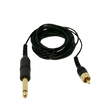 A black and gold straight RCA cord with monophone and RCA end pieces.