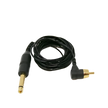 An angled black RCA cord with a 3.5 mm mono phone and RCA end pieces.