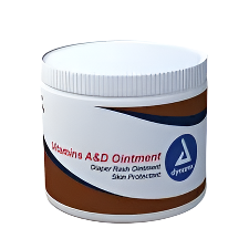 Jar of Vitamins AD Ointment with a white lid on a white background