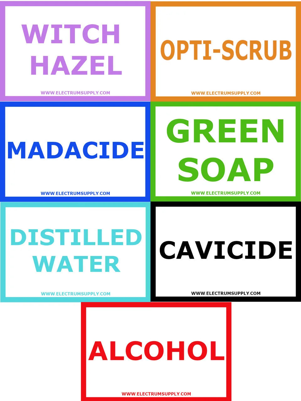 Self-stick labels for Wash bottles to determine the contents of said wash bottle