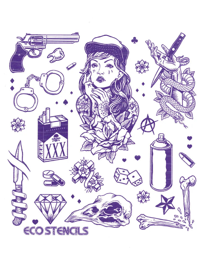 sheet of tattoo stencils