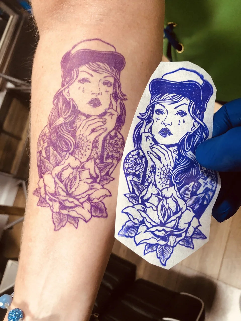 tattoo stencil transferred showing clarity