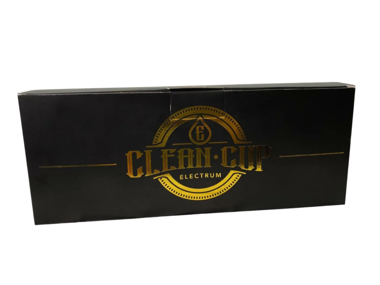 Black box with gold lettering - contents clean cups