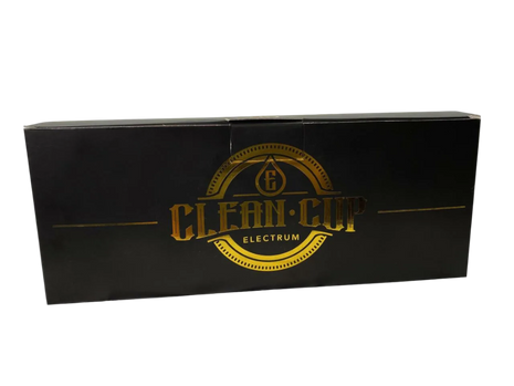 Black box with gold lettering - contents clean cups