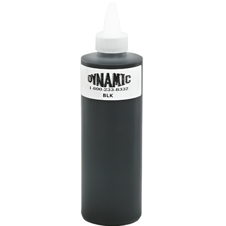 Black bottle with white cap Dyhamic Black Tattoo Ink