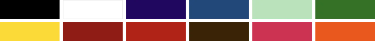 12 color swatches for electrum tattoo ink
