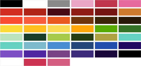 45 color swatches from the electrum ink tattoo ink set