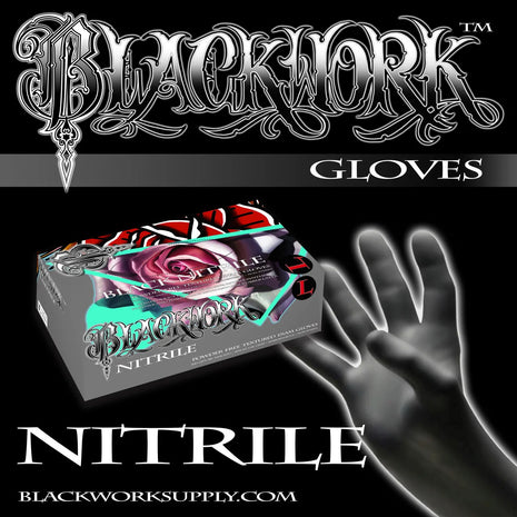 BlackWork Nitrile gloves for use in tattooing/ protection 