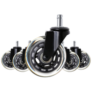 Set of office chair wheels on a white background