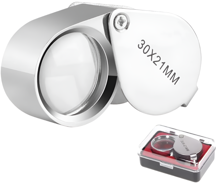 enlarged pic of magnifying glass as well as its travel case