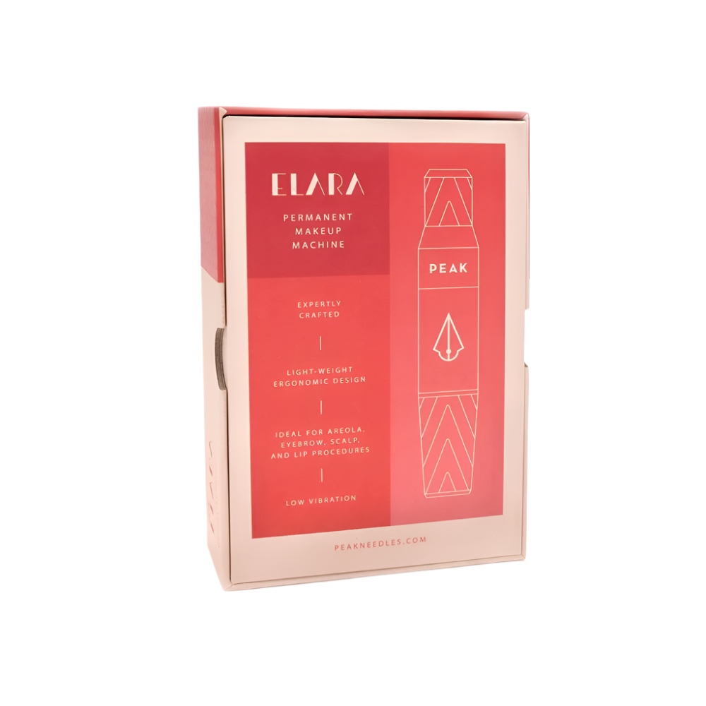 Elara Peak permanent makeup machine packaging on a white background