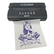 Electrum tattoo printer with a printed design on paper