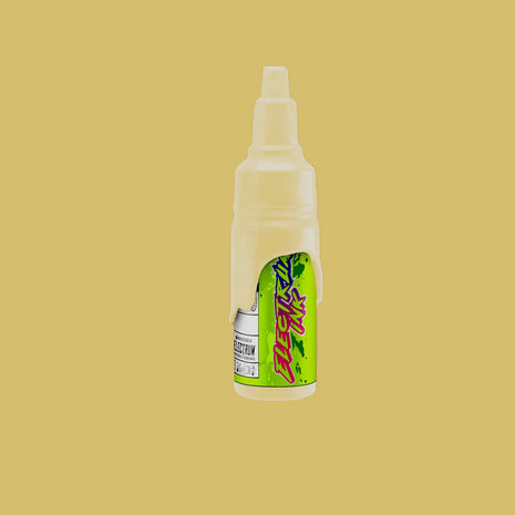 A bottle of Electrum Ink in the color Astray Yellow, from the 8 Color JP Tronwalker Neomecha Set, displayed against a banana cream background.