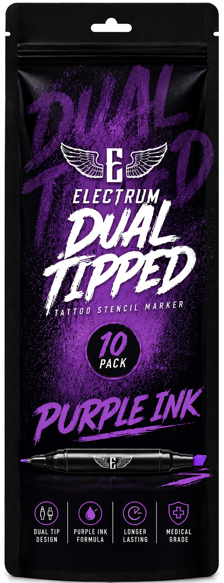Electrum Dual Tipped Tattoo Stencil Marker - 10 Pack