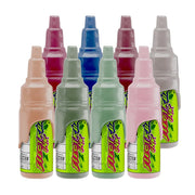 A set of Electrum Tattoo Ink bottles in various colors, labeled with names such as ZOMG, LUNCH MONEY, NO. 2 PENCIL, PROM NIGHT, RAWR XD, BOOKFAIR, TEEN ANGST, and POMPOM.