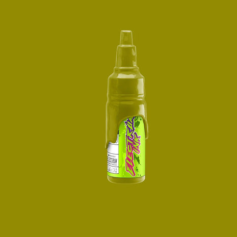 A Bottle of Electrum Tattoo Ink in Dirty Martini - its a slime green with a very yellow hue
