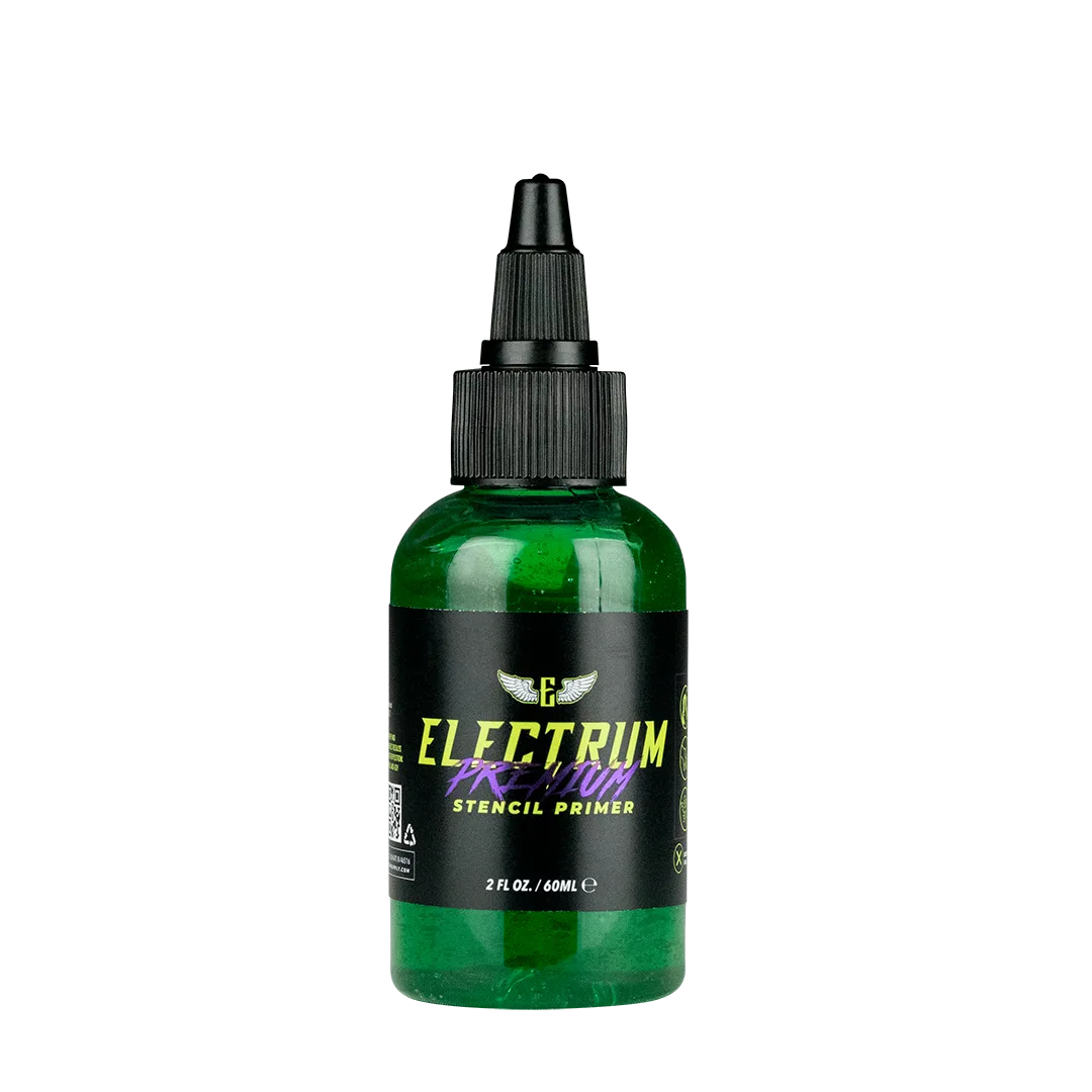 ELECTRUM Premium Tattoo Stencil Primer is the industry's leading stencil application product.