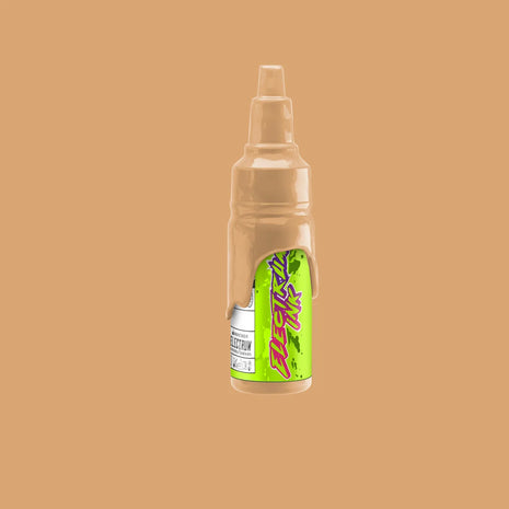 A bottle of Electrum Tattoo Ink in the color 'Elric' which is meant to represent a medium tan skin tone with warm peach undertones.