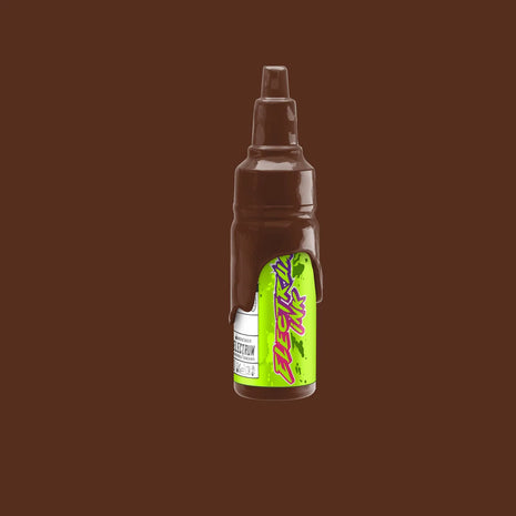A bottle of Electrum Tattoo Ink in the color 'Megumi', which represents a deep brown skin tone with red undertones.