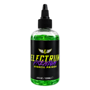 Electrum Premium Tattoo Stencil Primer 4oz bottle, green stencil gel in a 4 FL OZ / 120 mL twist-cap bottle