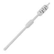 A white InkJecta Medium Torsion Bar for tattoo machines with ridges for easy removal and replacement, measuring approximately 86mm in length.
